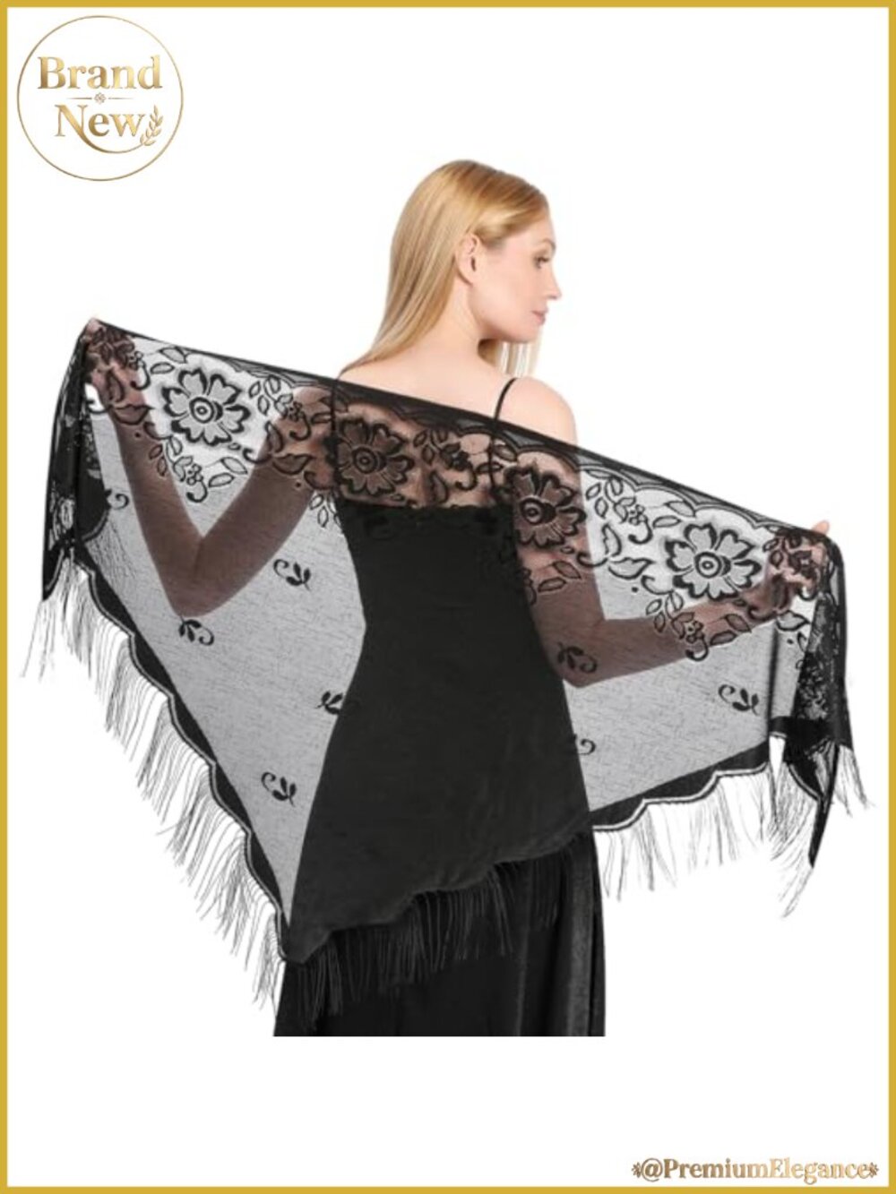 Lace Shawl Fringe 78.74in Women Cotton Wedding Evening Wrap